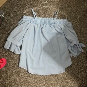 True to size. Light blue hardly worn